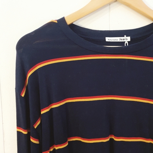 NWT Reformation Chloe Cropped Long Sleeve Tee | Striped | Size L - Picture 5 of 9
